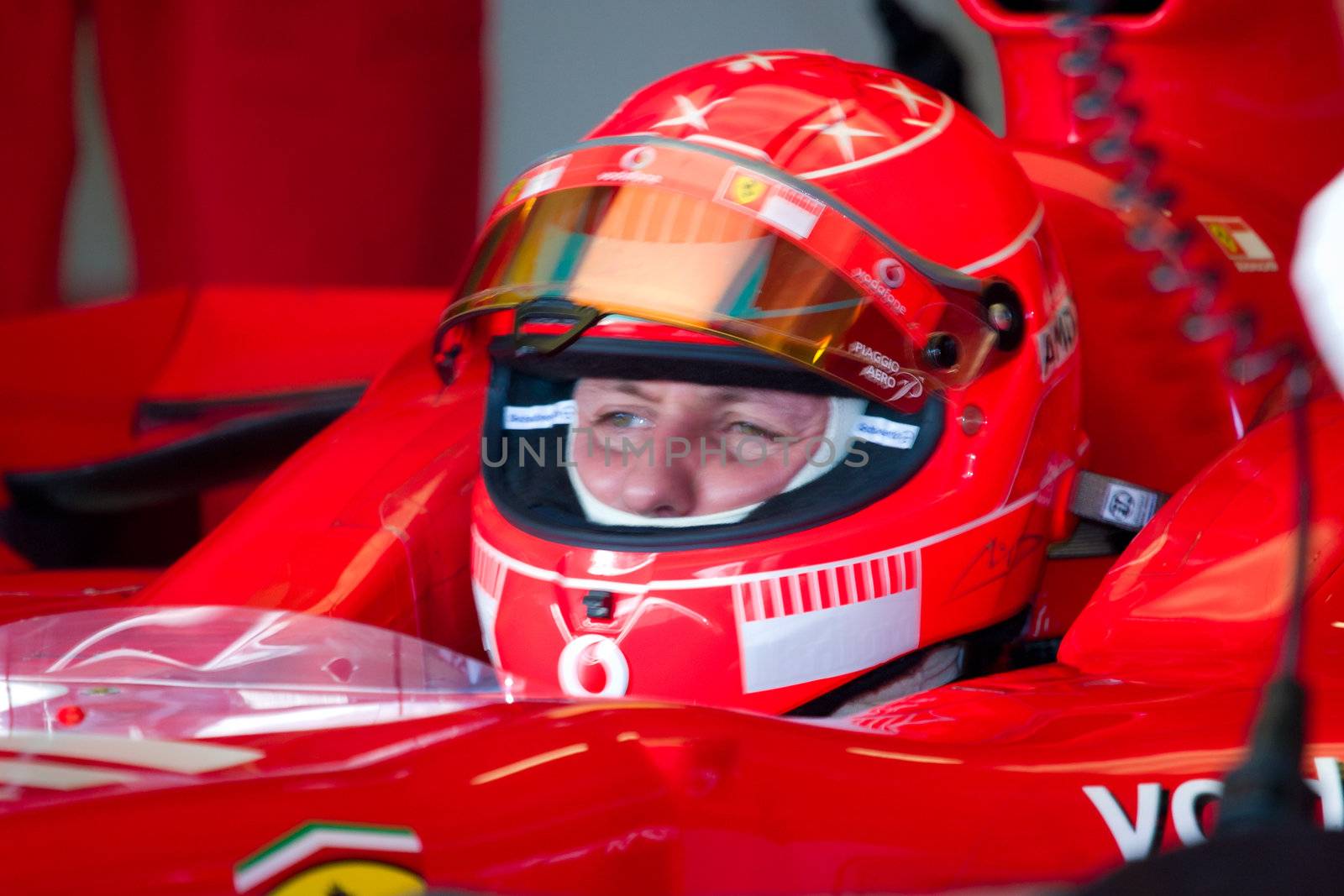 JEREZ DE LA FRONTERA, SPAIN -  OCT 11: Michael Schumacher of Scuderia Ferrari F1 on October 11 , 2006 on training session in Jerez de la Frontera , Spain