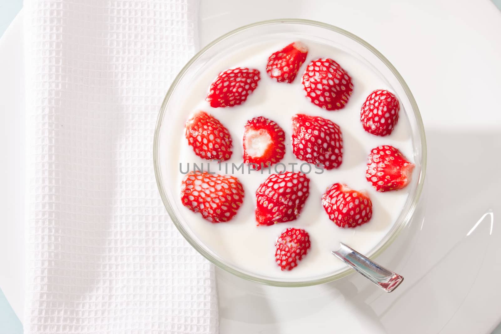 food series: milk cocktail with ripe strawberry