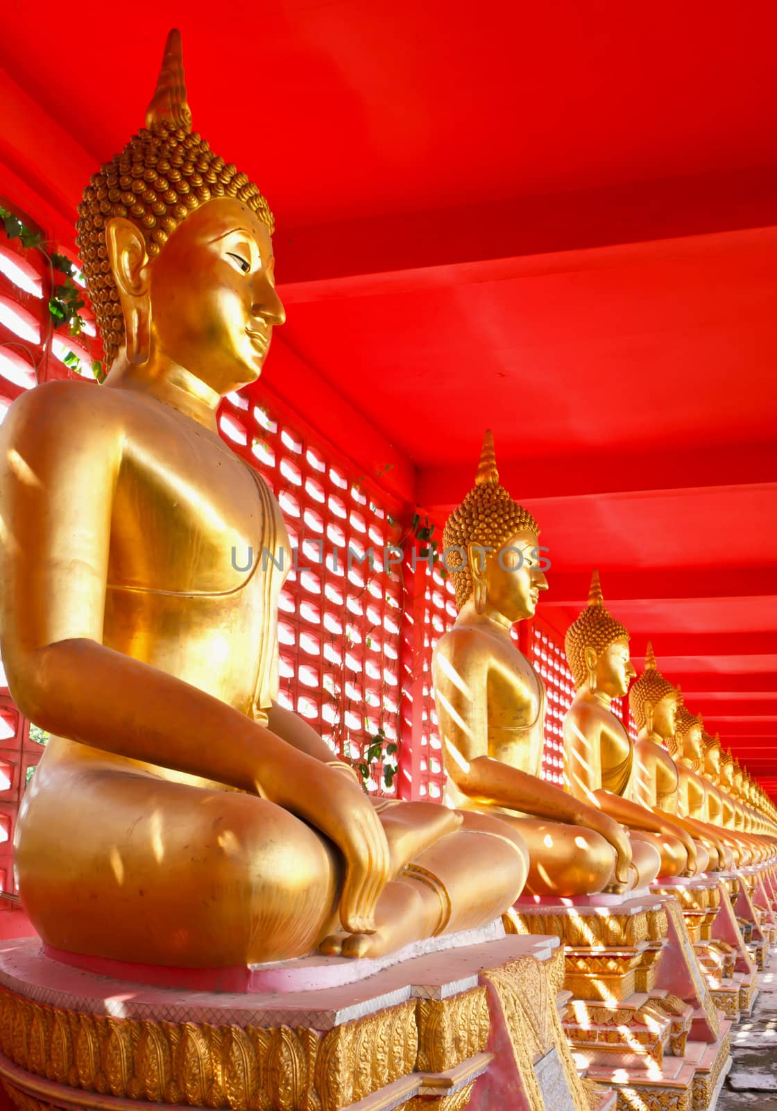 Buddha in row ,Thailand