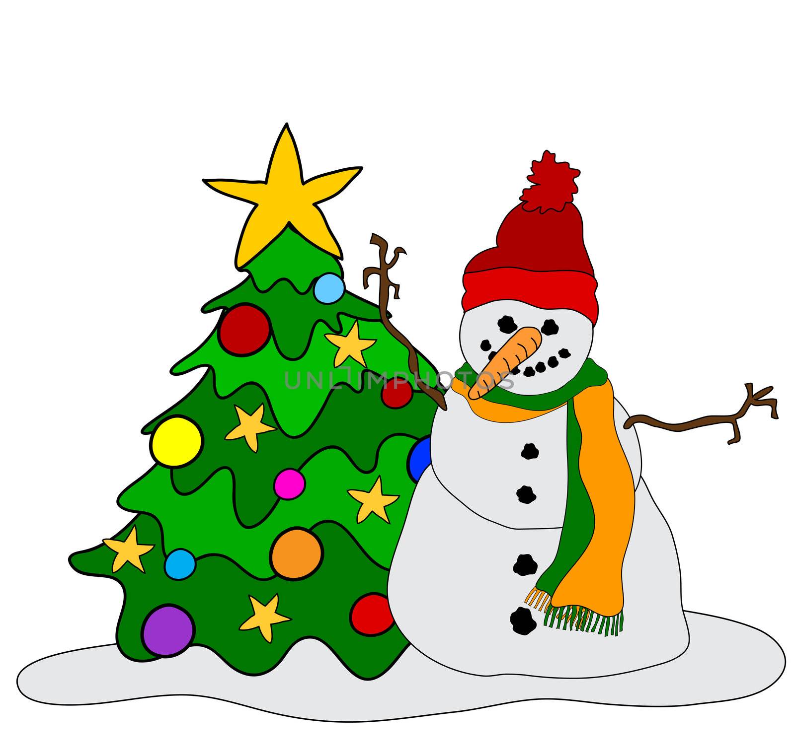 Snowman w. Christmas Tree by peromarketing