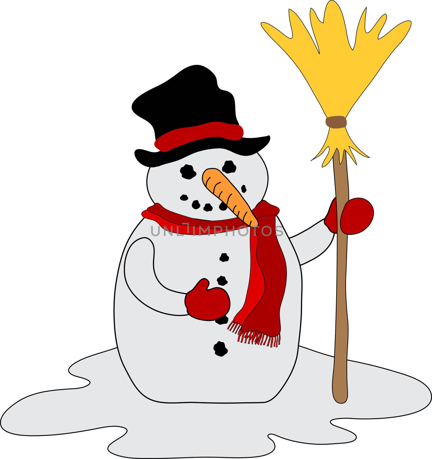 Snowman with broom