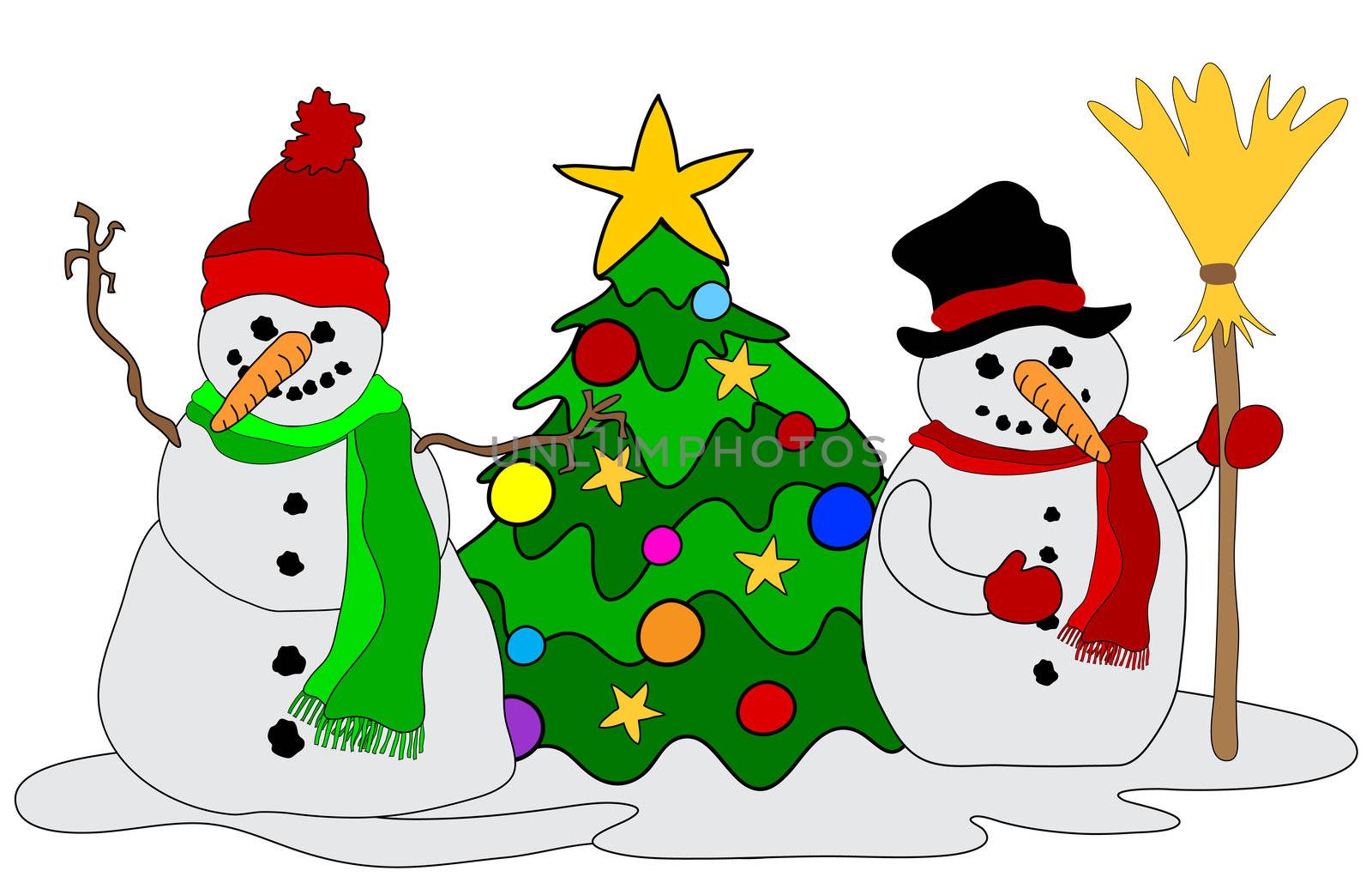 Snowmen w. Christmas Tree by peromarketing