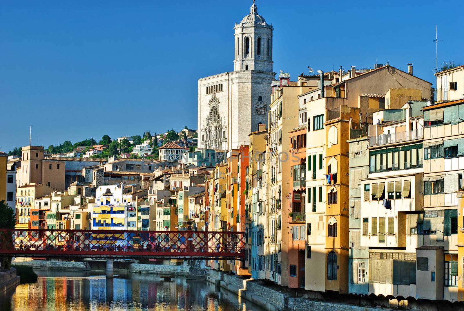 Girona's city skyline next to the Onyar river