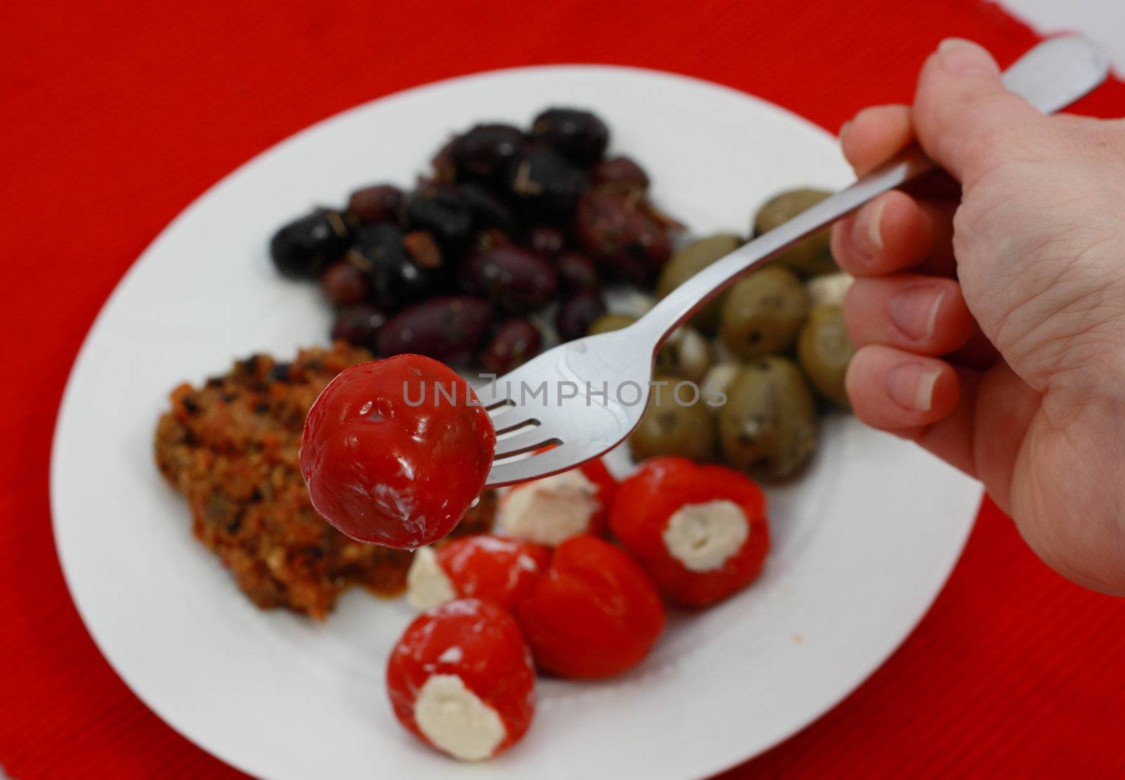  greek olives with garlic, Tapenade and sweet pepper with creamy cheese