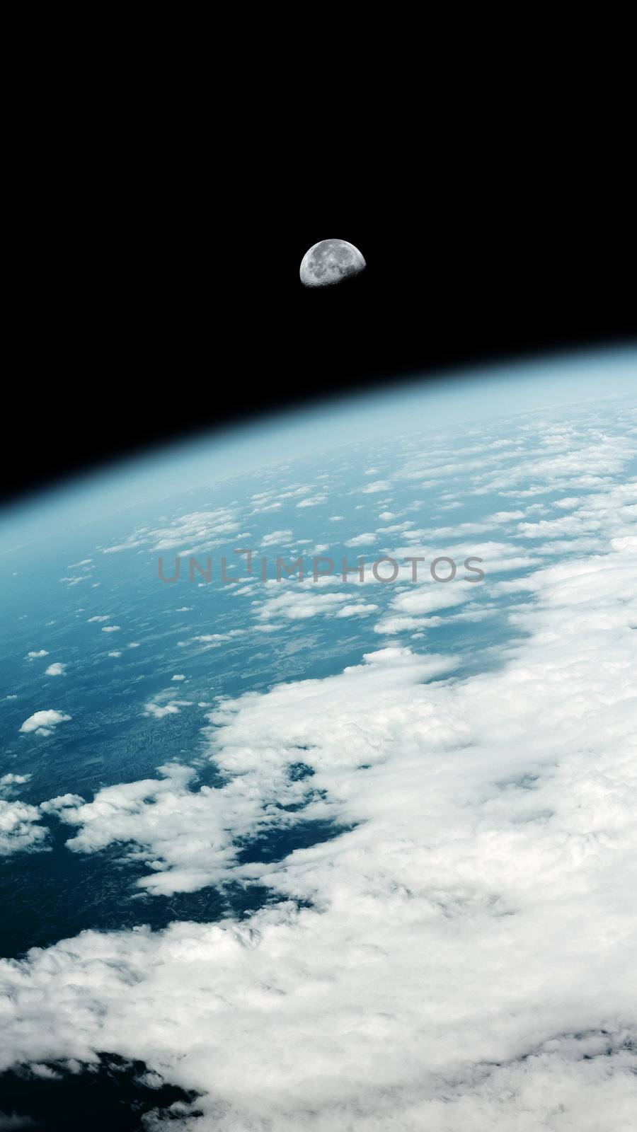 An image of a earth view and the moon