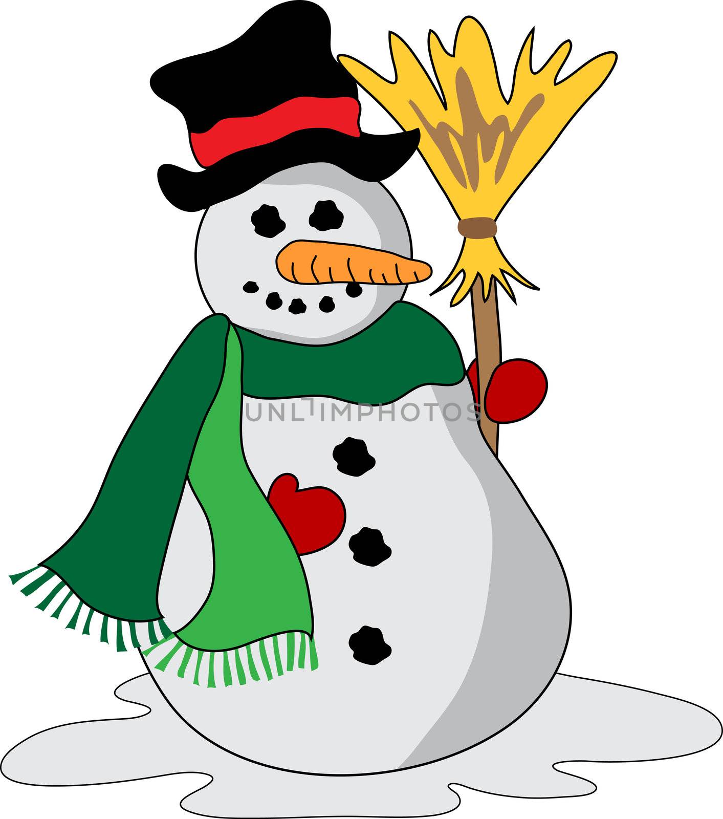 Snowman with broom by peromarketing