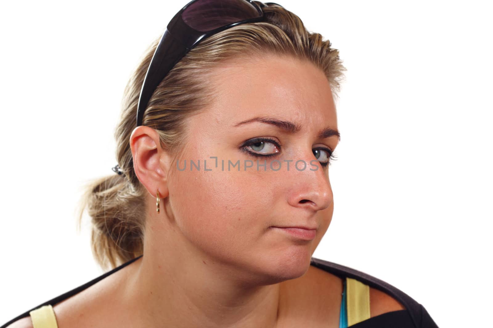 young woman photo on the white background