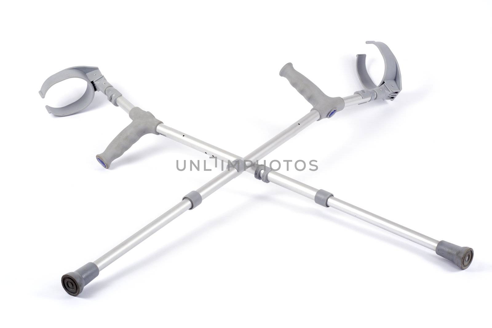 aluminum crutches, photo on the white background