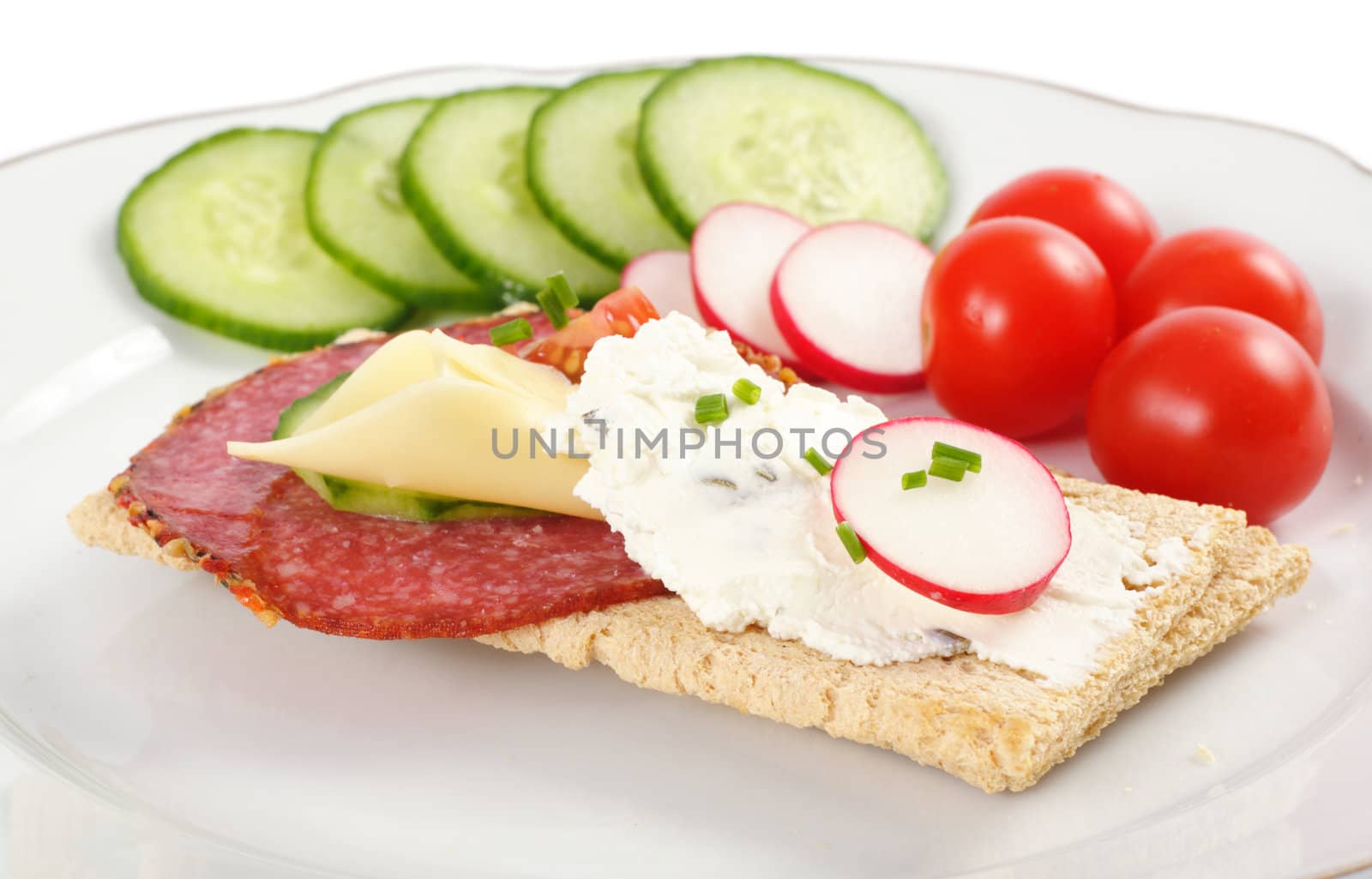 Dietetic sandwich crispbread healthy breakfast