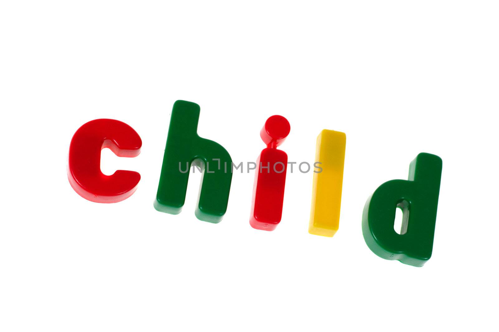 Word the child from blocks photo on white background