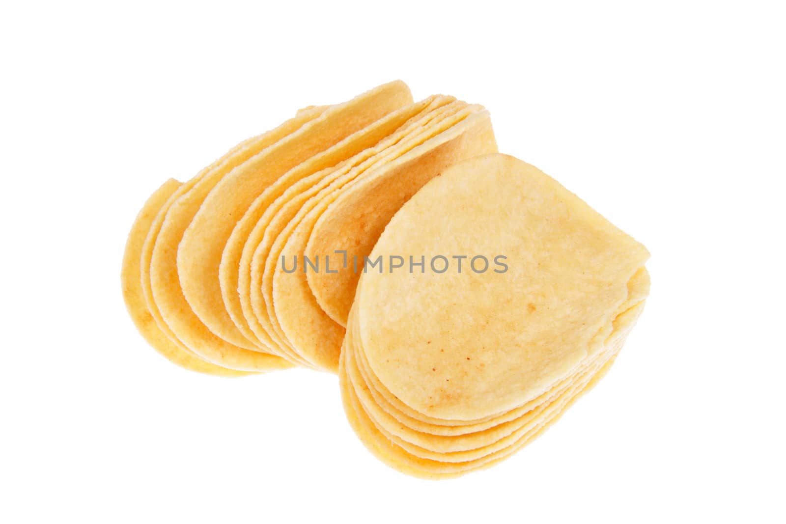 slices of potato chips, photo the white background