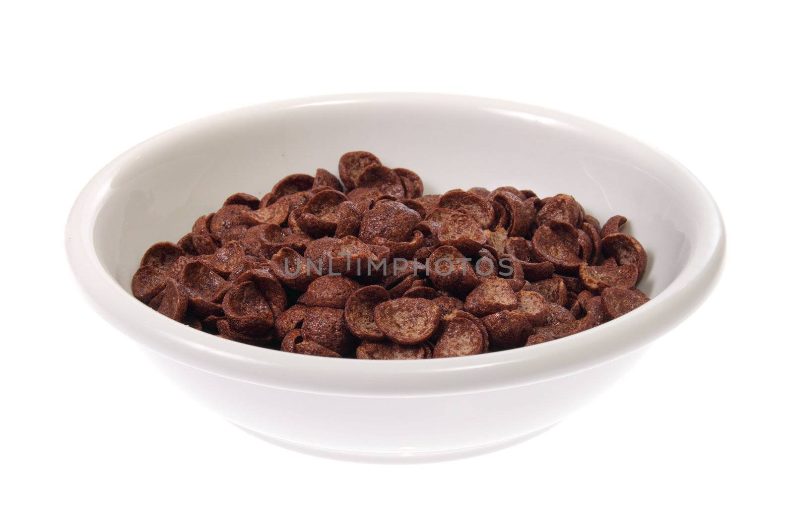 bowl from chocolate corn flakes, photo on the white