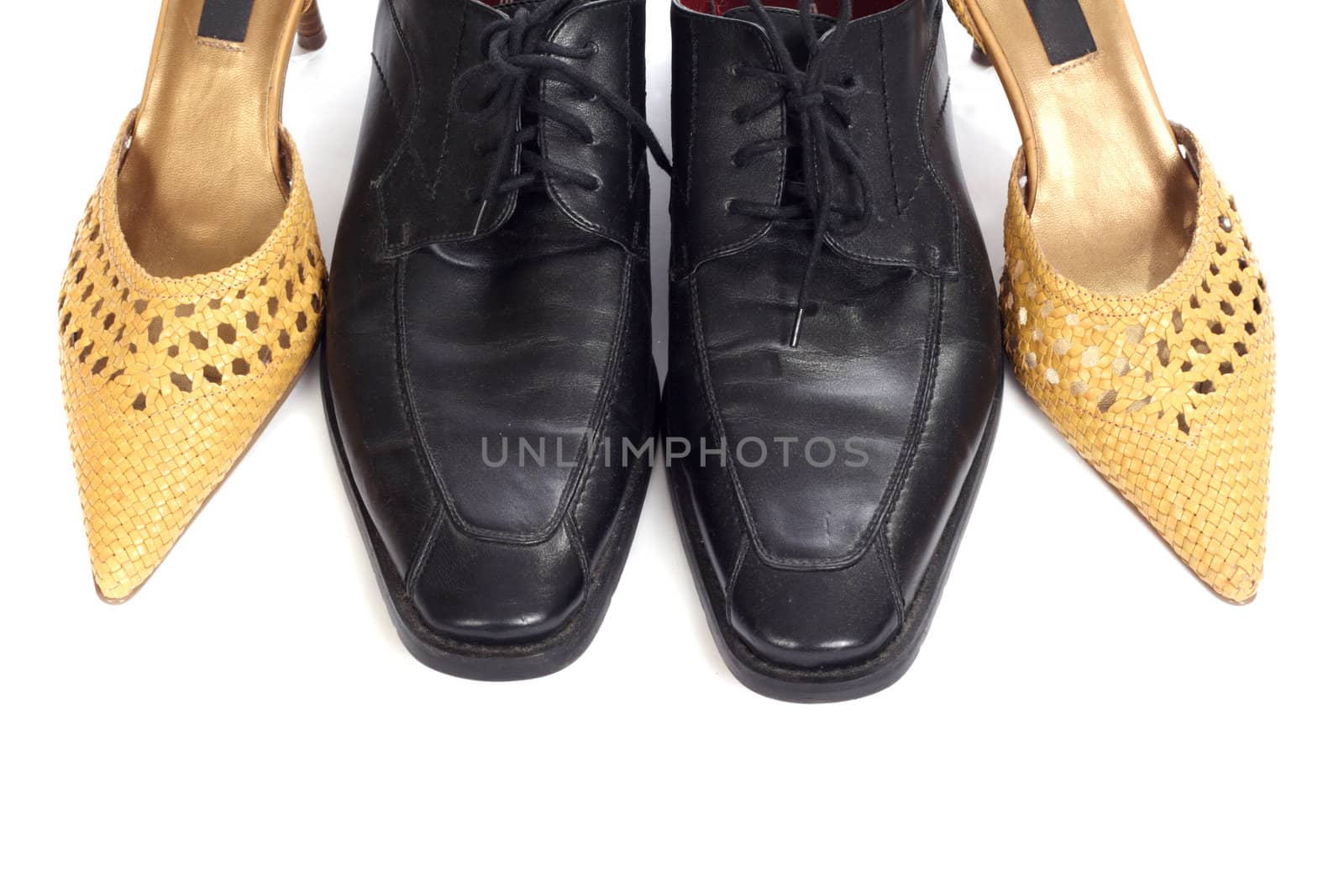 two steams shoes, photo on the white background