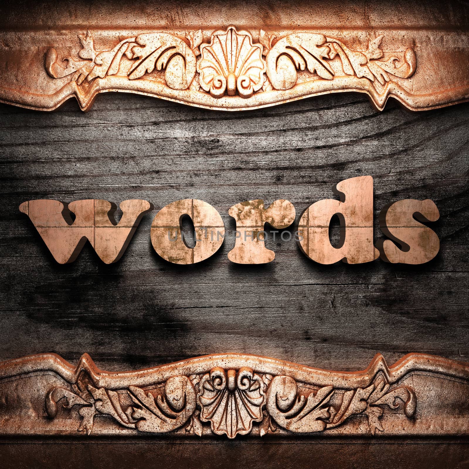 Golden word on wood