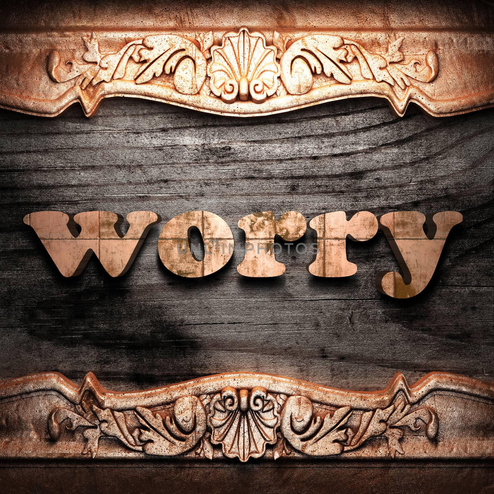 Golden word on wood by icetray