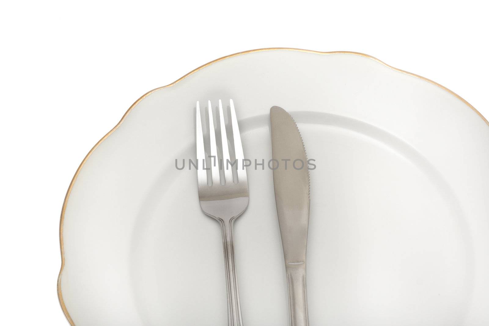 empty plate fork spoon photo on the white