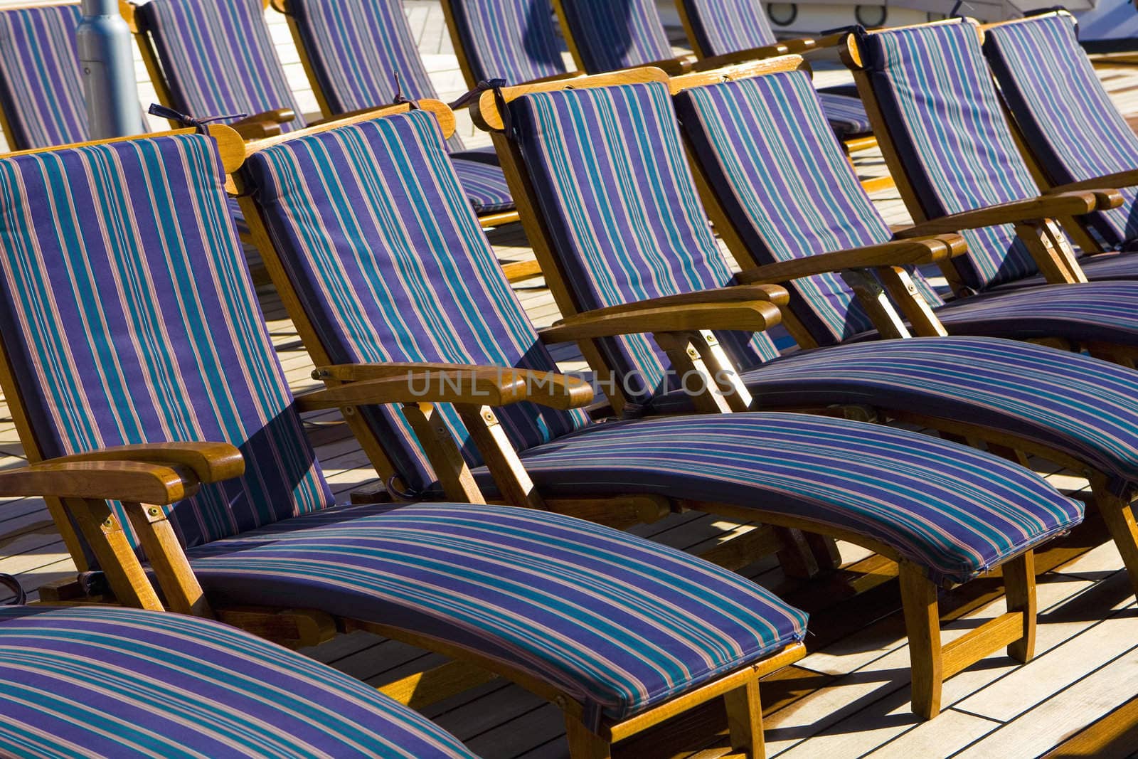 A Row of Deck Chairs on Cruise Ship