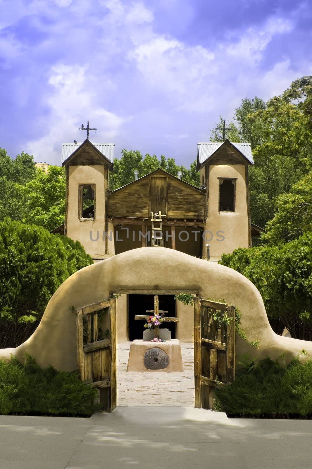 PRIMITIVE CHURCH AT CHIMAYO, NEW MEXICO by hotflash2001