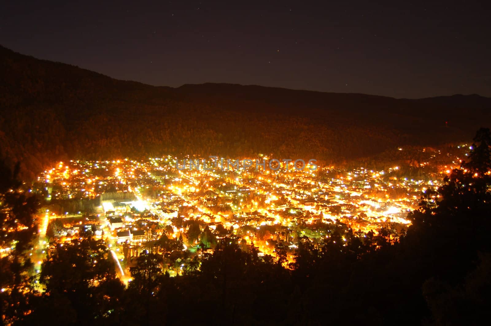San Martin de los Andes holiday destination illuminated by night