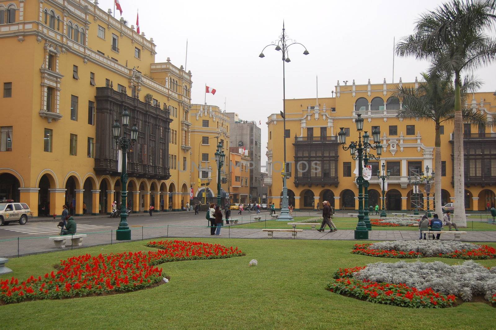 Beautifully renovated Plaza de Armas in Lima, Peru
