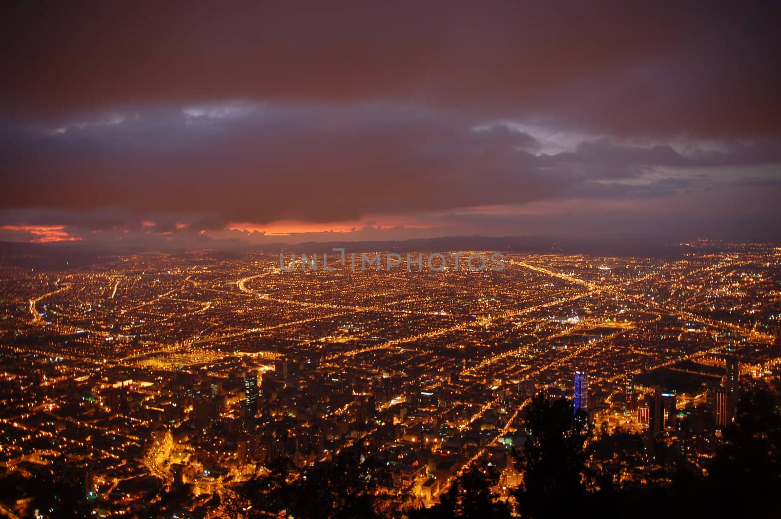 View on Bogota by night