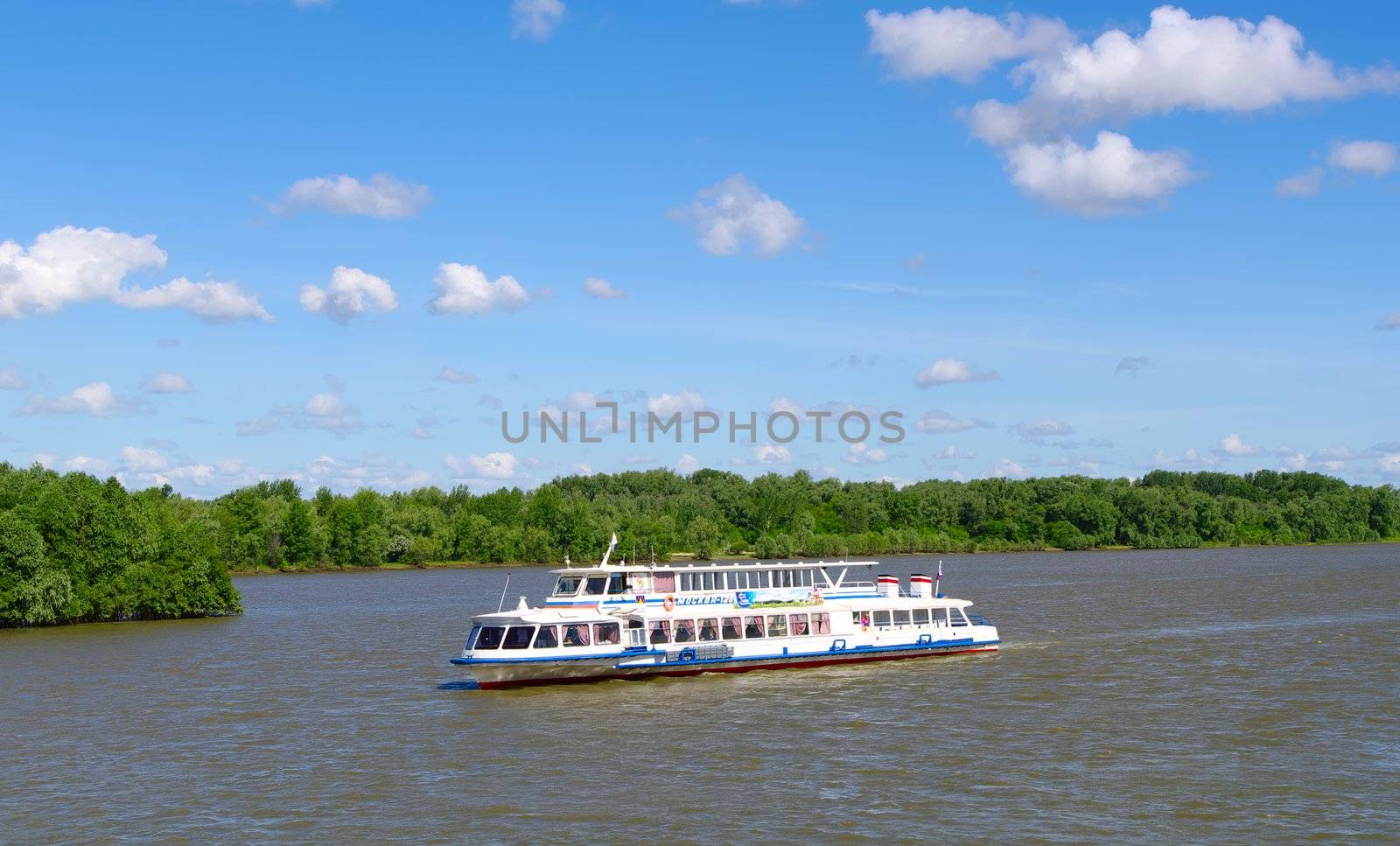 houseboat on river Irtysh.Omsk.Russia