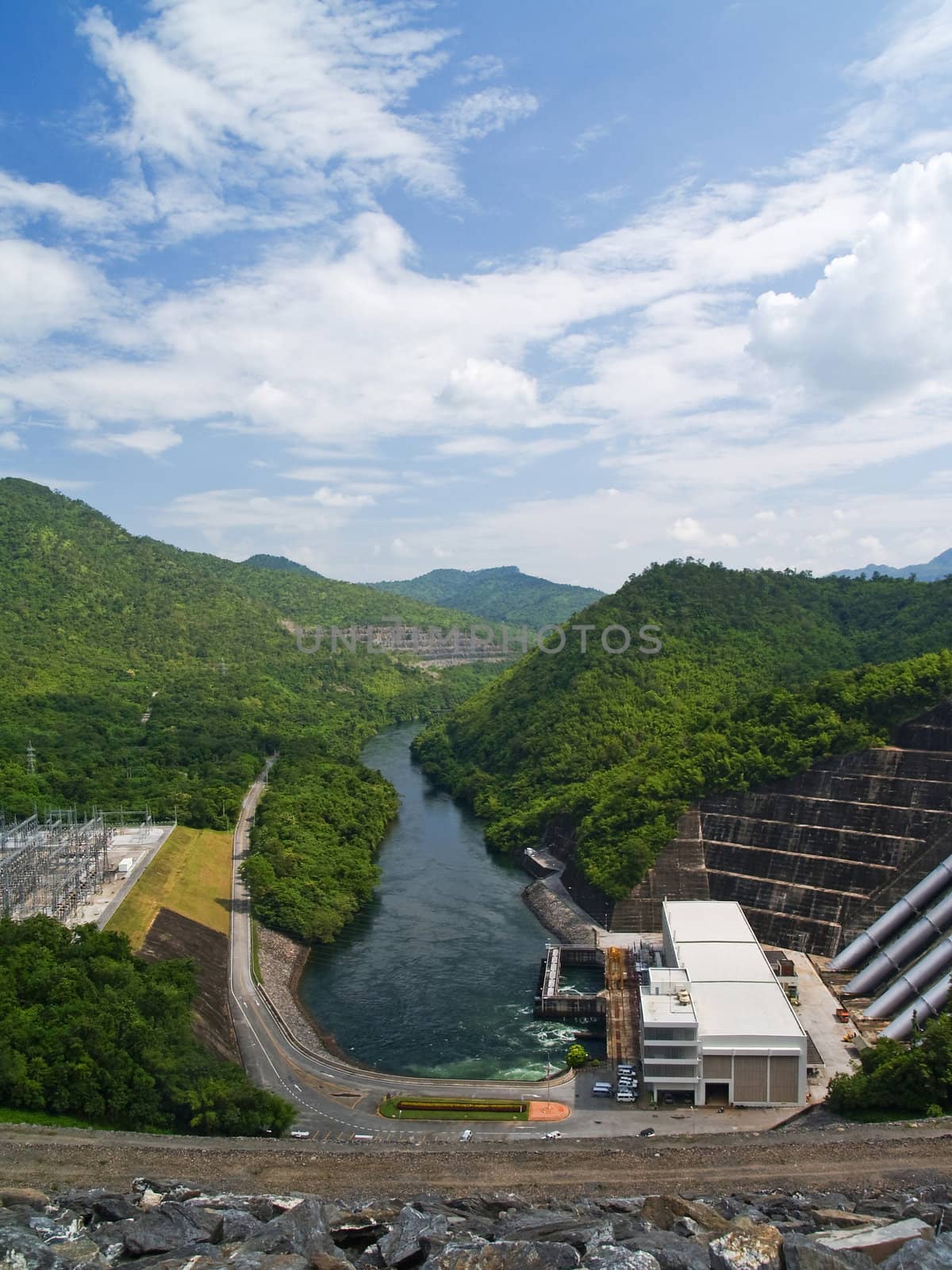 Electricity Generator front of Sri Nakharin Dam, Kanchanaburi, Thailand