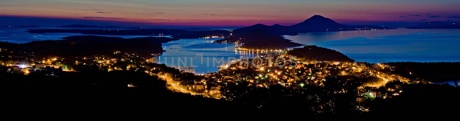 Mali Losinj bay panoramic view at dusk by xbrchx