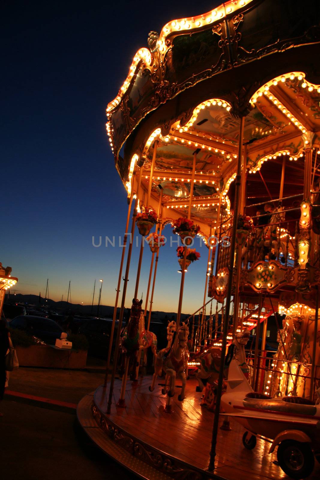 Nice Carousel with dark sky in the evening