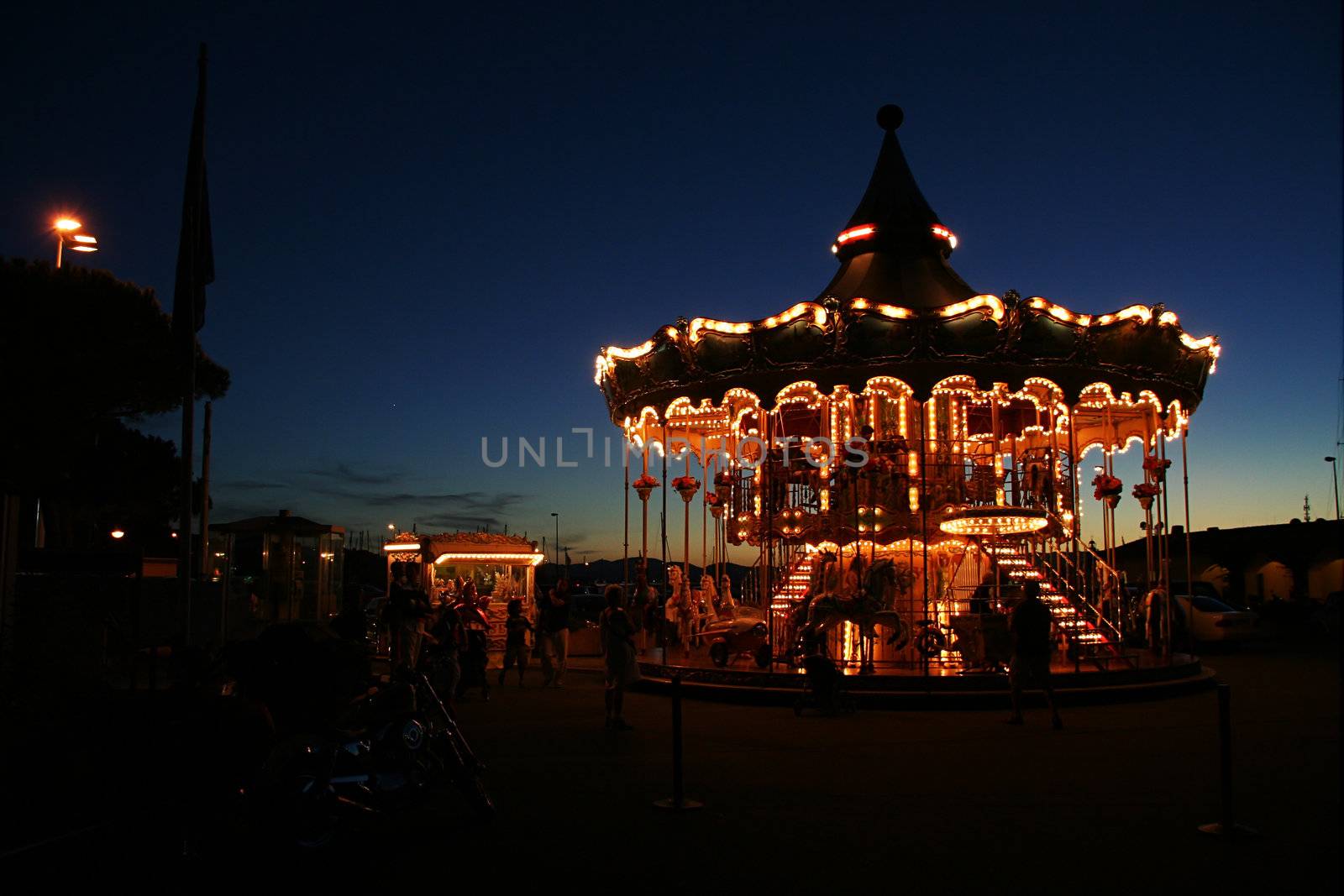 Nice Carousel with dark sky in the evening