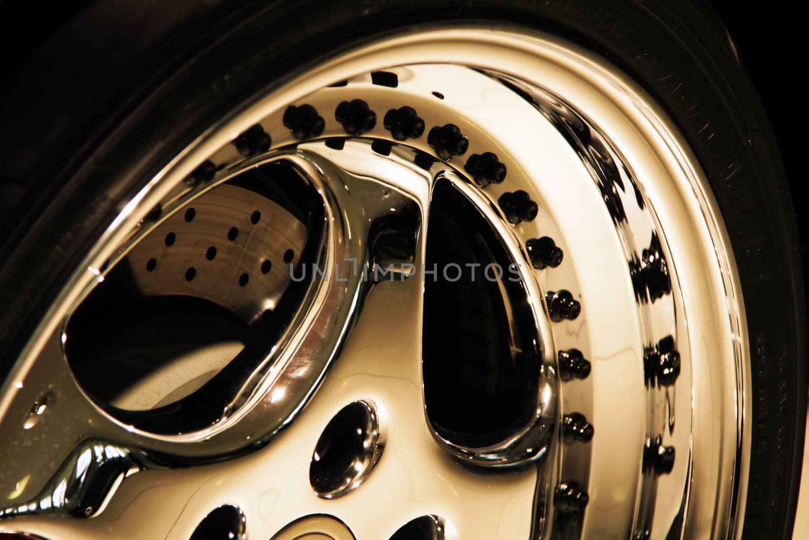 Aluminium Sporto wheel of a racing car