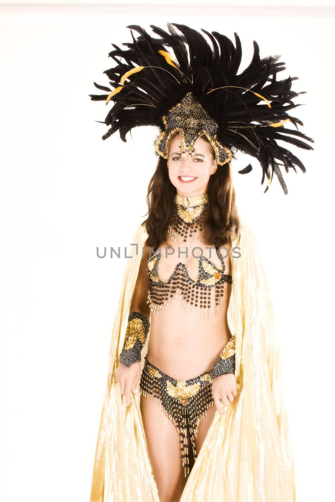 Young girl in a very elaborate costume Samba