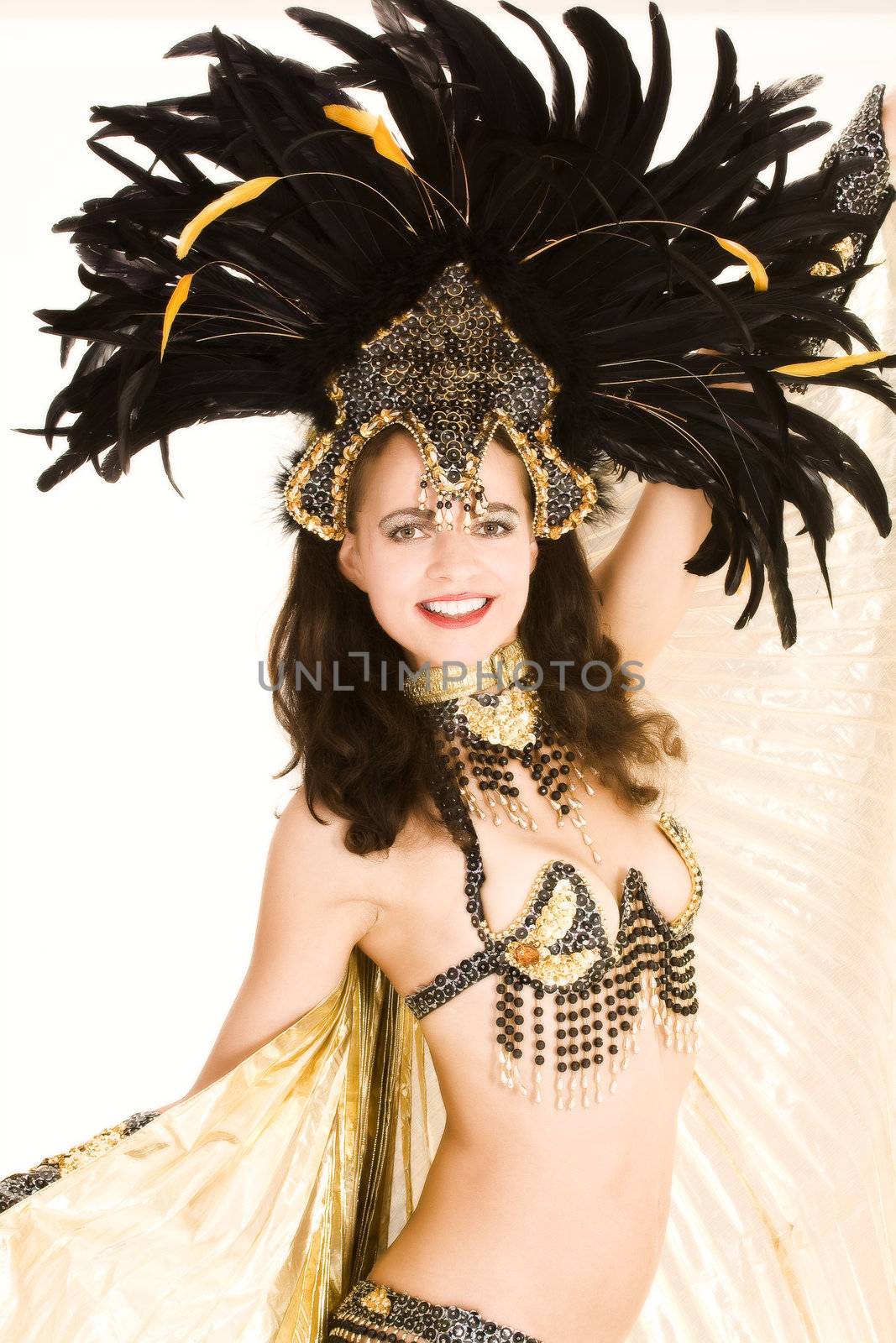 Young girl in a very elaborate costume Samba