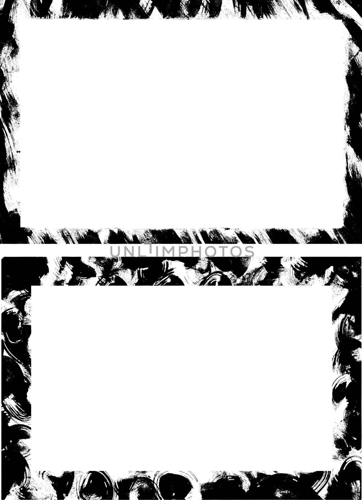 Pair of rectangular vector grunge backgrounds from original ink drawings
