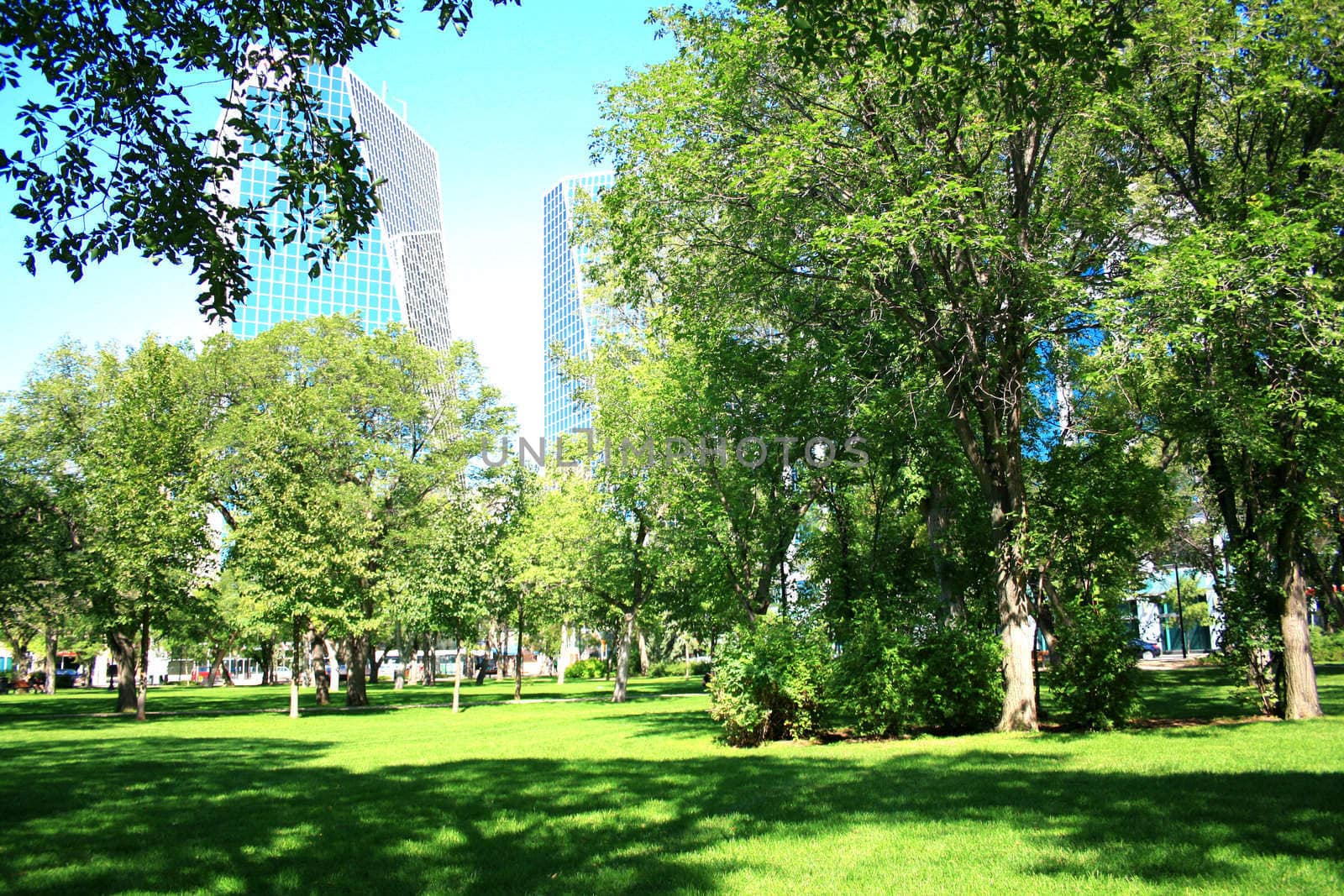 Victoria park in downtown Regina during a beautiful summer day