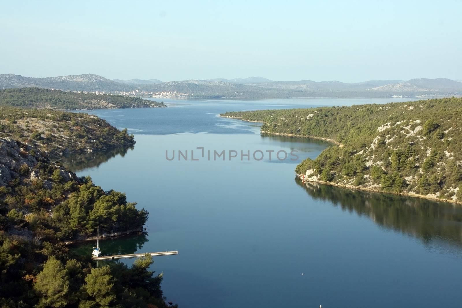 Krka is a large river with many waterfalls in Croatia
