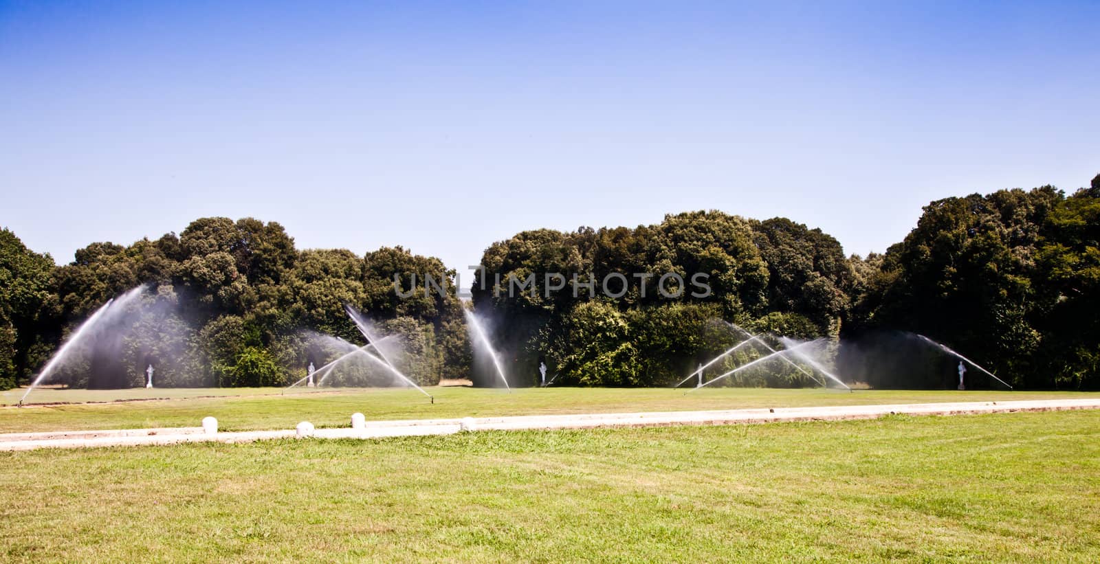 Reggia di Caserta (Caserta Royal Palace), Italy. Luxury royal garden: irrigation operations