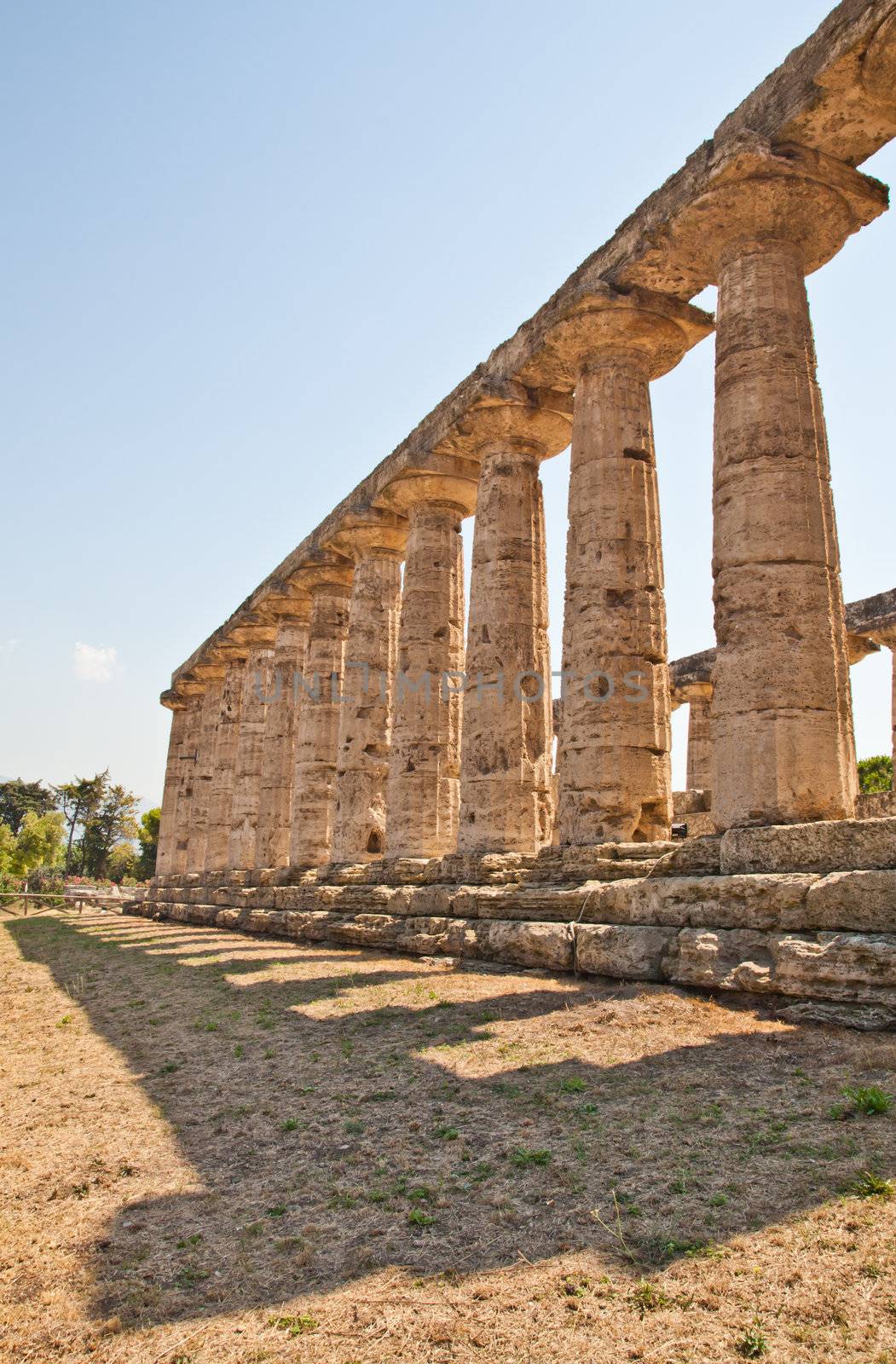 The main features of the site today are the standing remains of three major temples in Doric style, dating from the first half of the 6th century BC