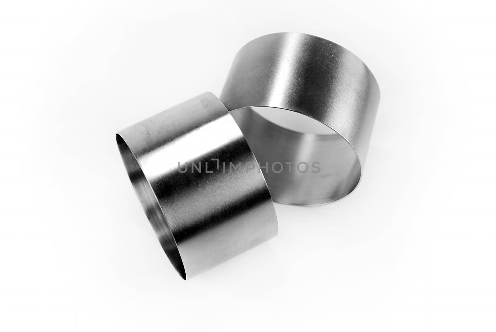 two metal cylinder on white