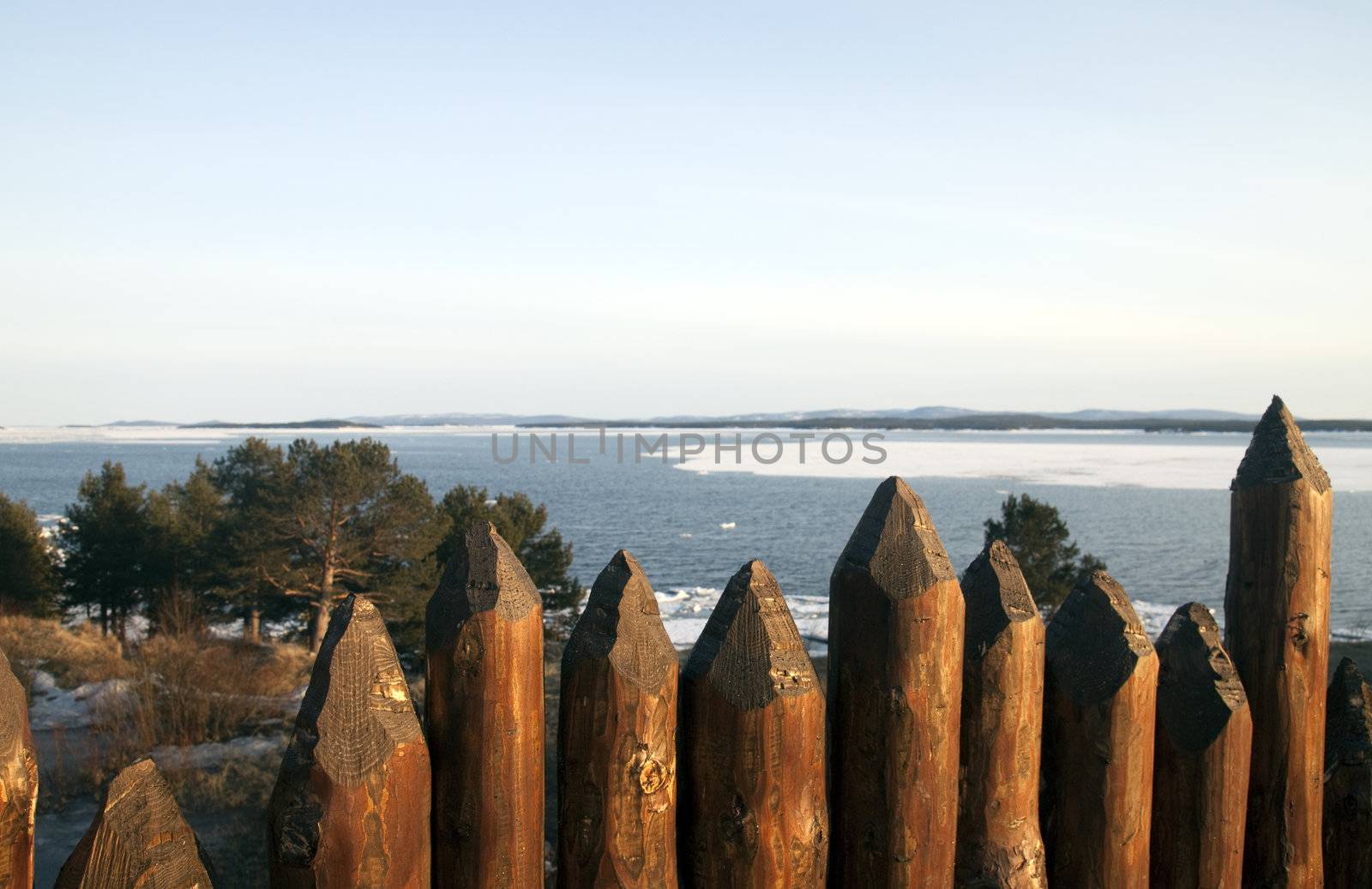 Sea view from behind the stockade