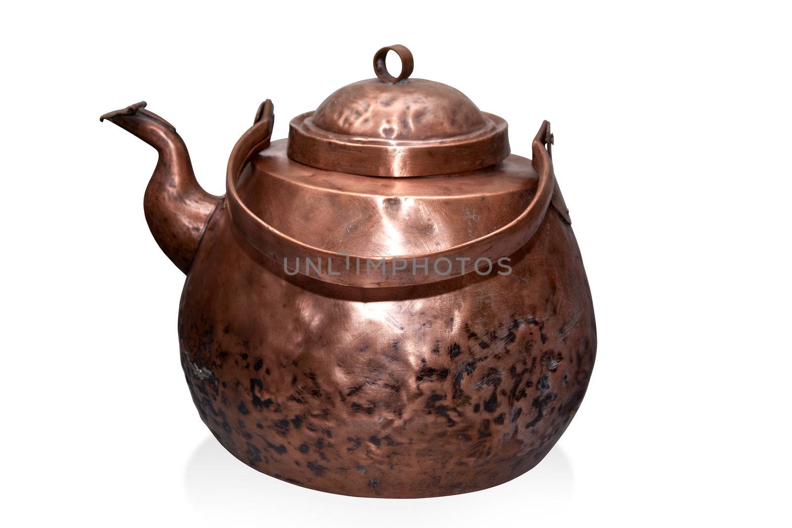 copper kettle isolated on white with clipping path