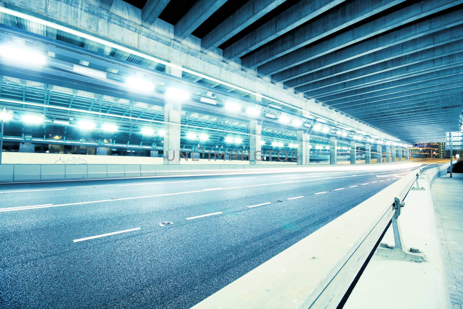 tunnel at night in hong kong