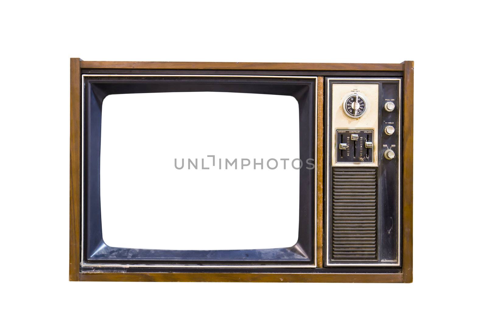 Retro Vintage television  on a white background