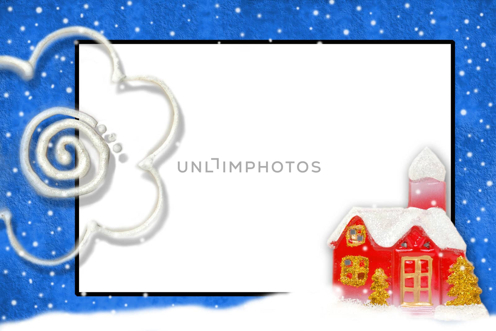 Christmas card with space for text snowy house by Carche