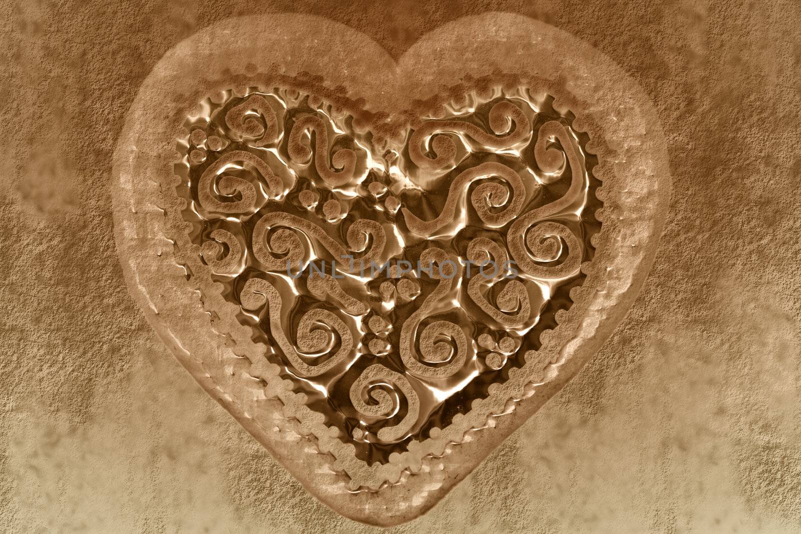 transparent heart background in sepia tone