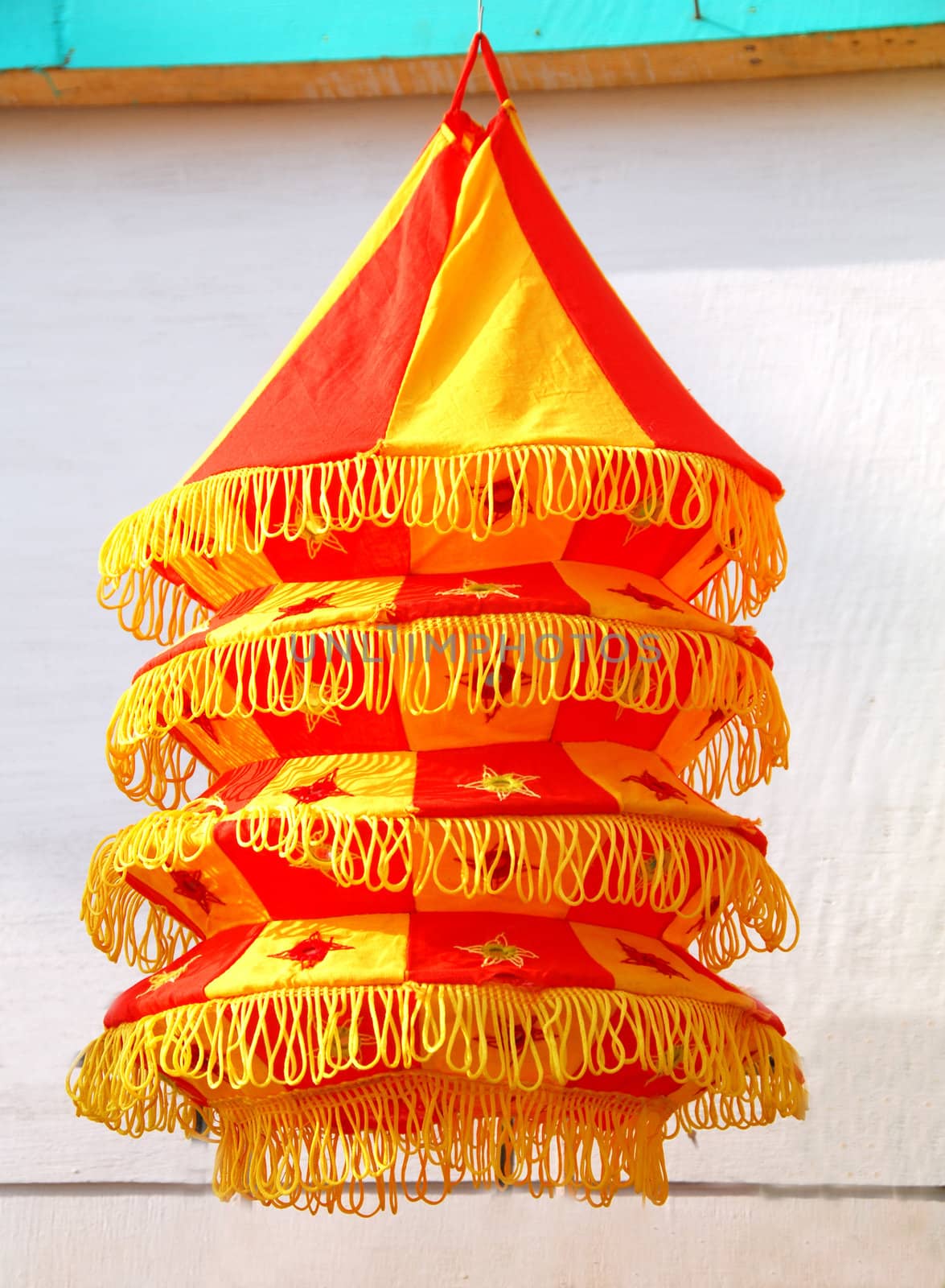 colorful fabric handicraft chandeliers made in India for decoration