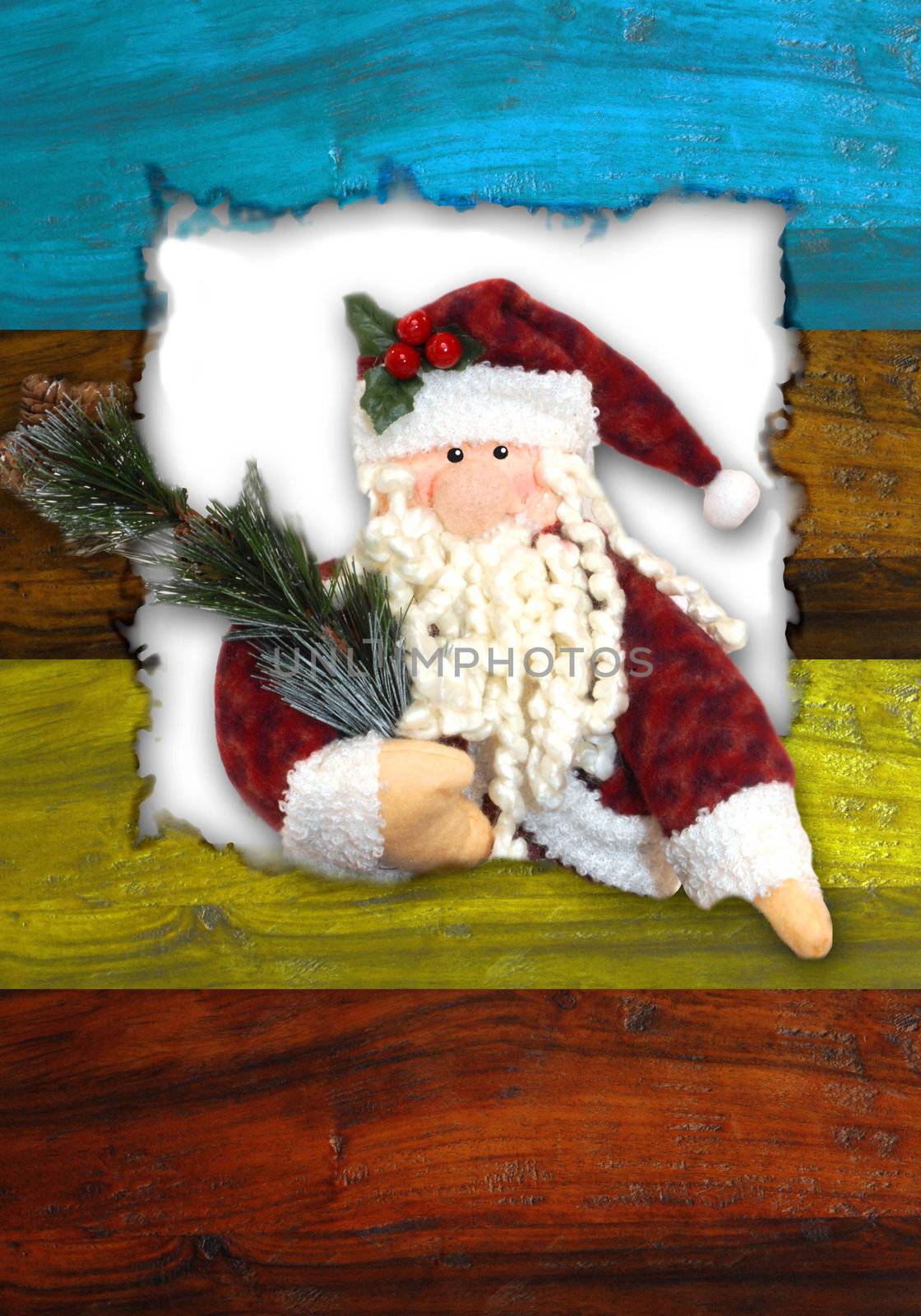 santa doll in a wooden frame color