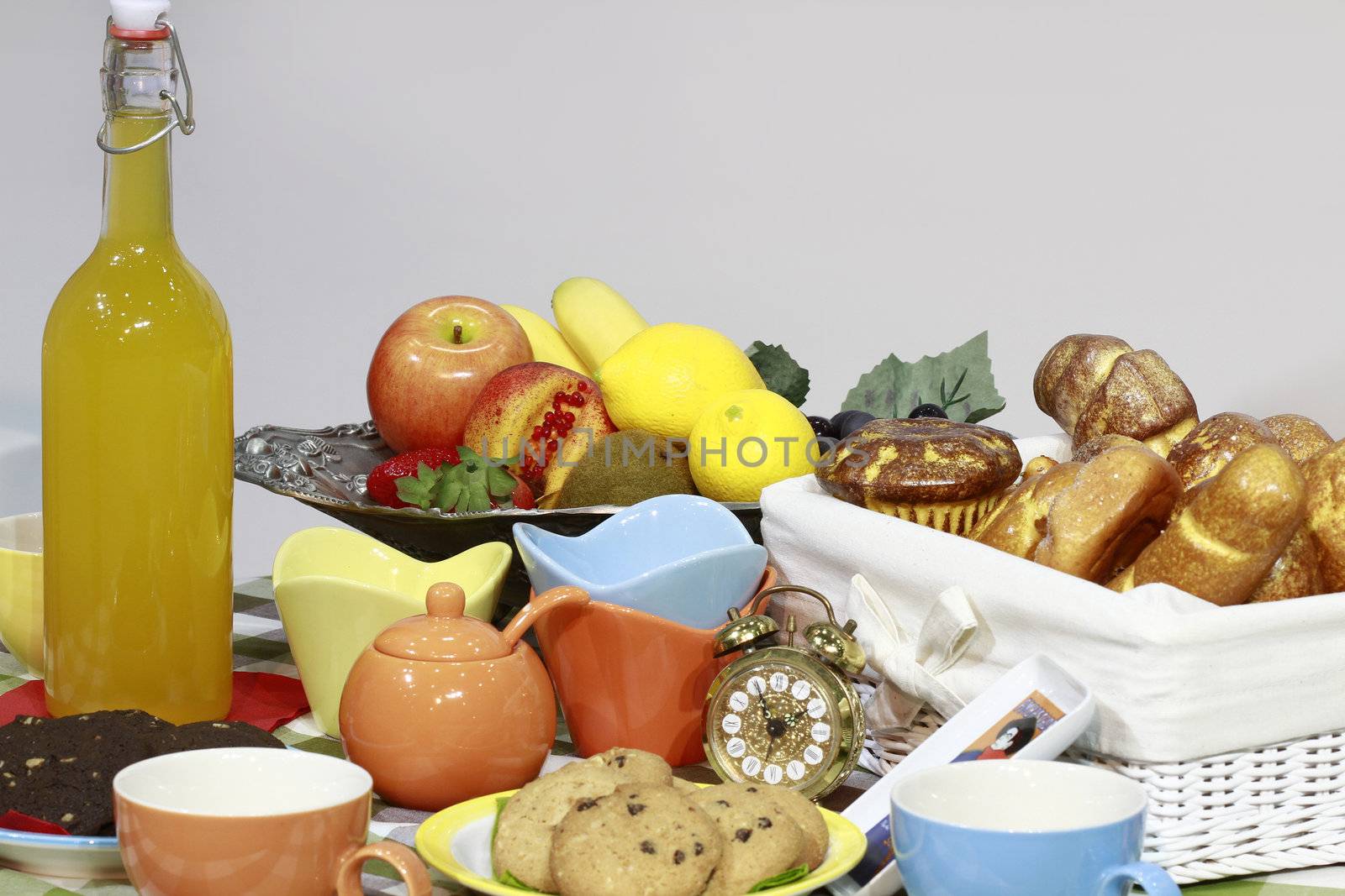 Table setting - festive season for fruits and breads.