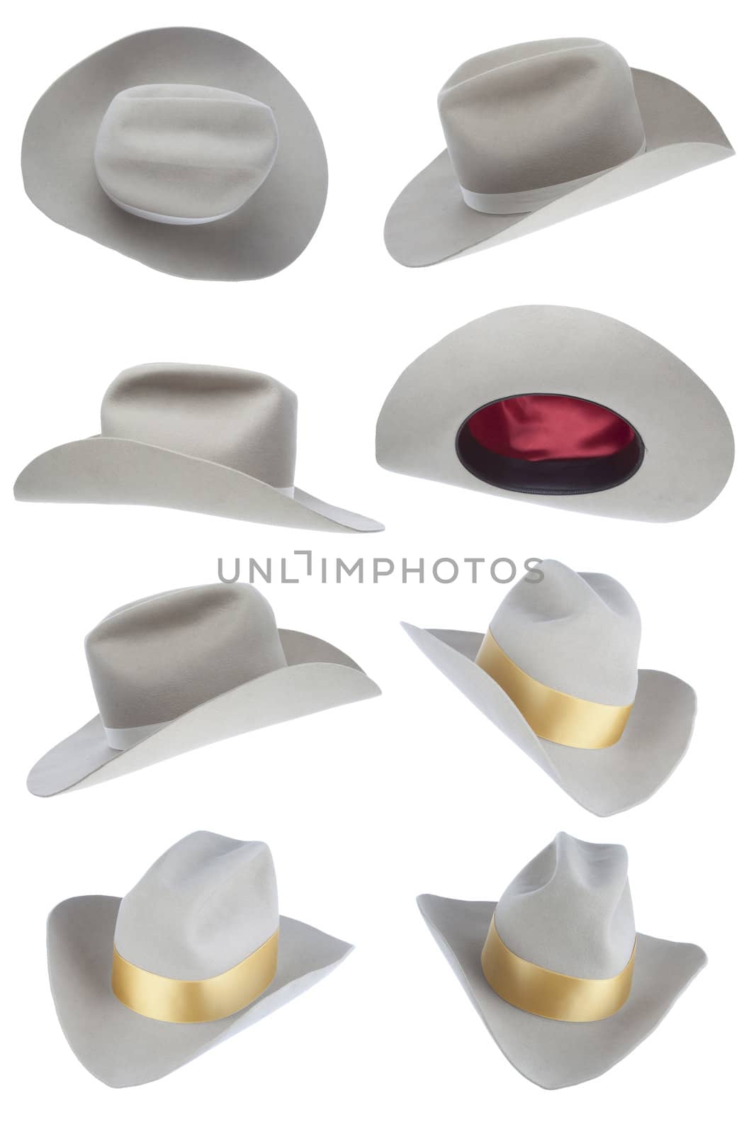 Beige Cowboy Hat Collection isolated on white background