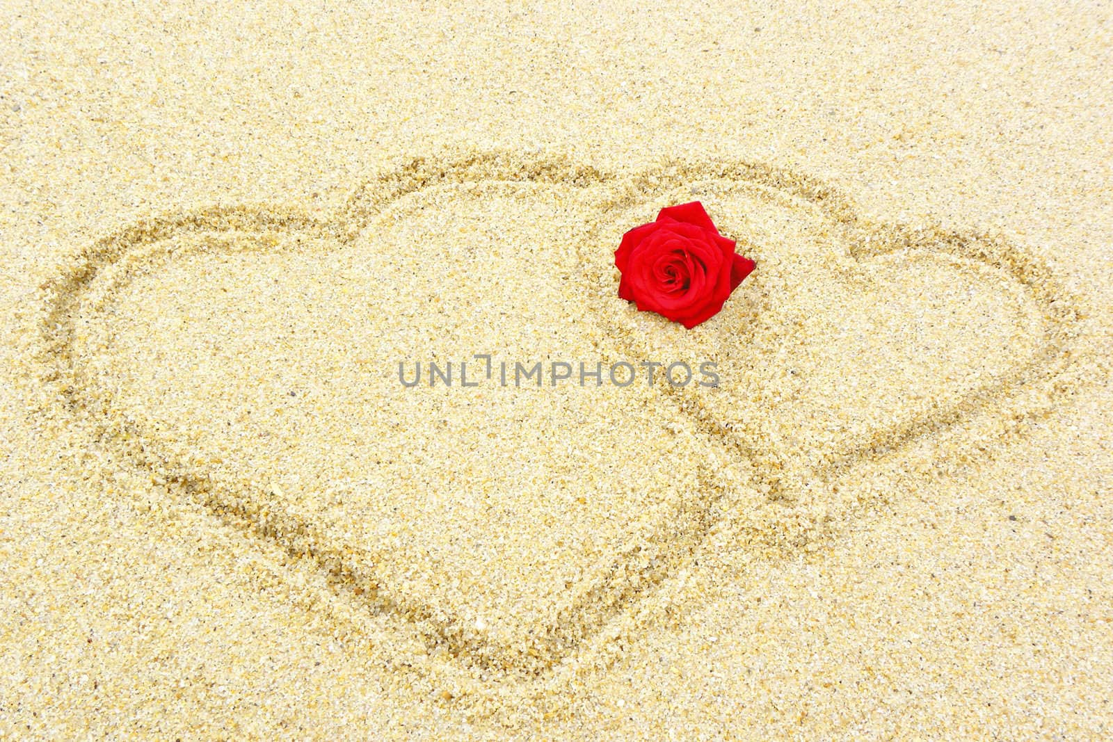 Two hearts in the sand